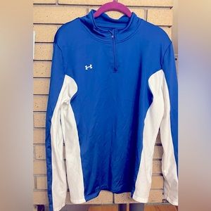 Under Armour ColdGear Pullover Men’s Blue White 1/4 Zip Long Sleeve Shirt
